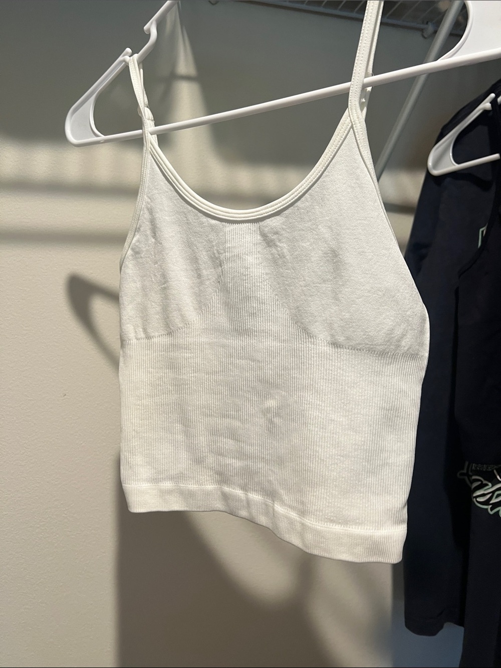 White Ribbed Cropped Tank Top